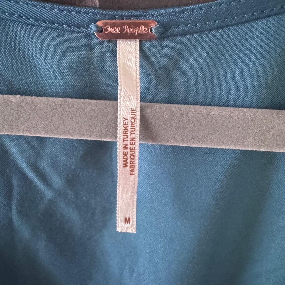 Free People Myra Teal Twist Front Blouse - Picture 3 of 4